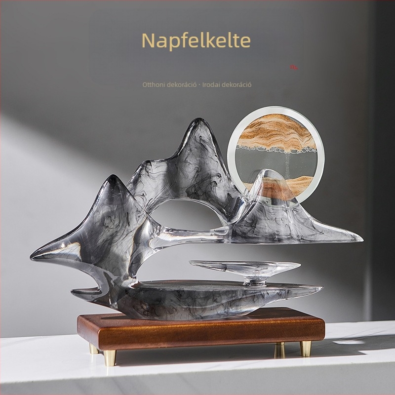 Gyantából készült dísztárgy – folyóhomok festmény, kínai stílusú táj dekoráció