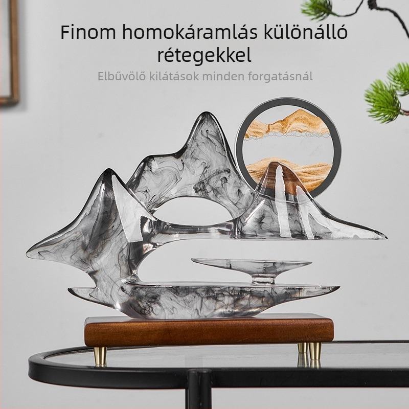 Gyantából készült dísztárgy – folyóhomok festmény, kínai stílusú táj dekoráció