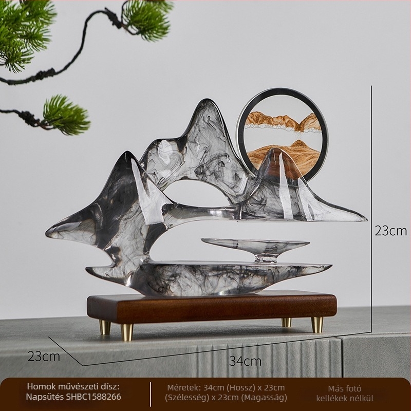 Gyantából készült dísztárgy – folyóhomok festmény, kínai stílusú táj dekoráció