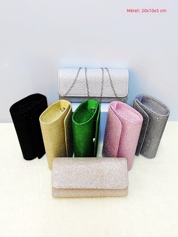 Női estélyi crossbody táska — Poliészter, Poliészter bélés, Horizontális négyzet alakú forma, Fedél nyitás, ID zseb