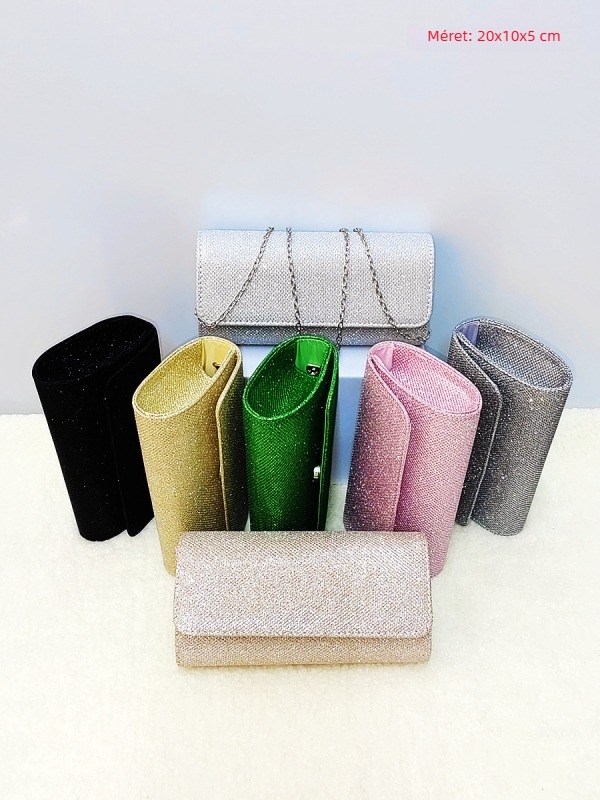 Női estélyi crossbody táska — Poliészter, Poliészter bélés, Horizontális négyzet alakú forma, Fedél nyitás, ID zseb