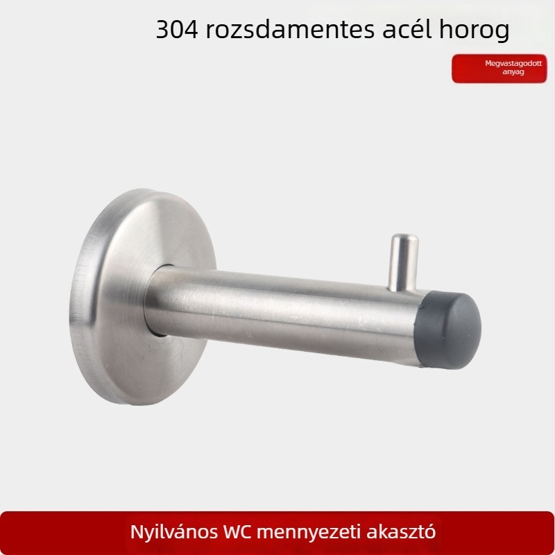 Fürdőszobai válaszfalakhoz illő felső ajtókampó, 304 rozsdamentes acél, kefés felület