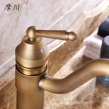 Réz mosdócsaptele, európai antik stílusú, keverő, ültetett szerelés, kiemeléses nyitás, modell 867