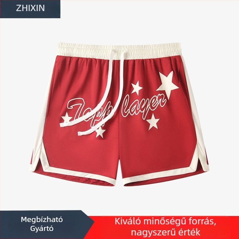 Férfi sport rövidnadrág hálós anyagból, gyorsan száradó, lélegző, 100% poliészter, középső derekú, laza szabás, futáshoz, edzéshez és kosárlabdához.