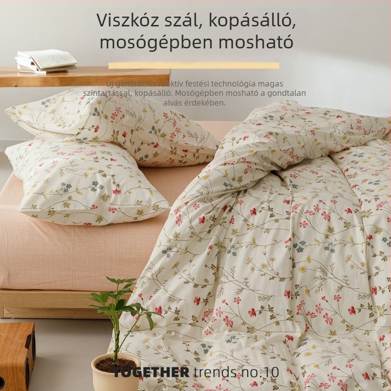 100% pamut ágynemű készlet virágos mintával, négy részes, minden évszakra