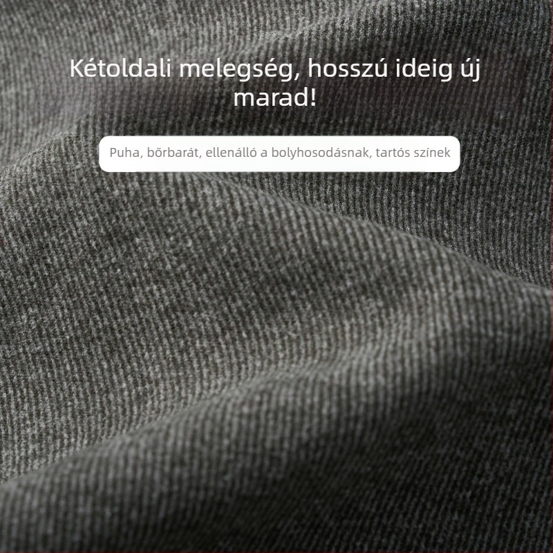 Férfi sportos dzseki poliészter keverékből fleece béléssel, magas állású gallér, hosszú ujjú, kapucni nélküli