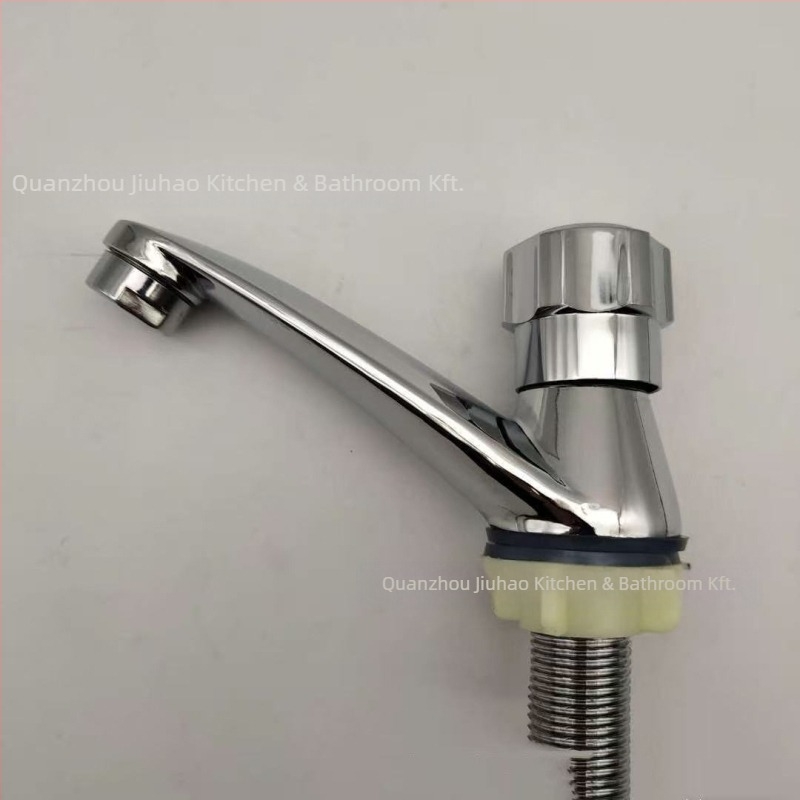 Asztali mosdócsap rozsdamentes acélból, egykaros hidegvíz-vezérléssel, kerámiás szeleppel, 20 mm bemenet/kimenet