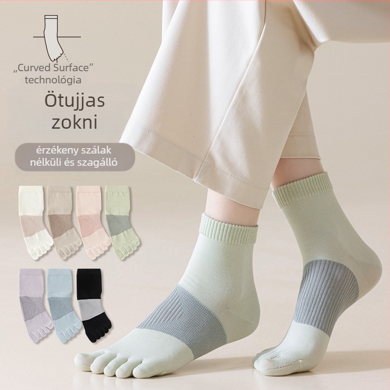Női ötujjas pamut zokni – antibakteriális, szagtalanító, izzadságot felszívó tulajdonságok