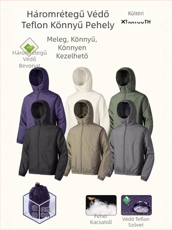XTRAYOUTH Kapucnis pehelydzseki fehér lúdpehellyel – könnyű, őszi-téli, víz-, szél- és hideg ellen védelem, mindennapi kültéri használat férfiaknak és nőknek
