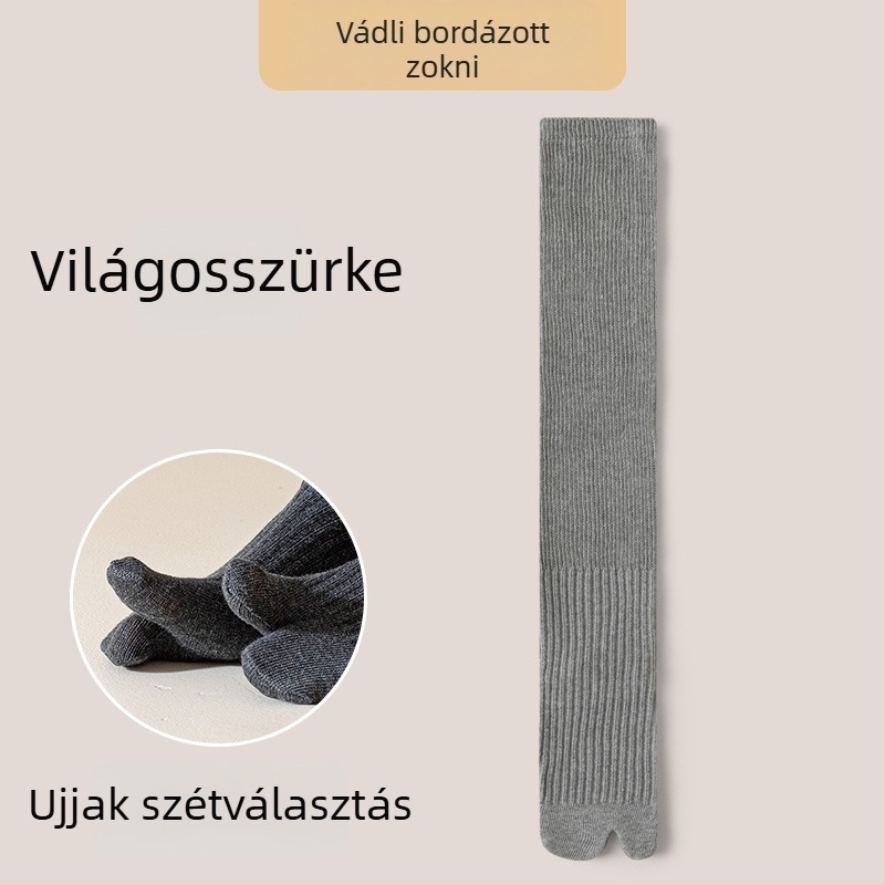 Női lábszárig érő zokni különválasztott ujjakkal, pamutból, csúszásmentes, antibakteriális és nedvszívó, japán stílus