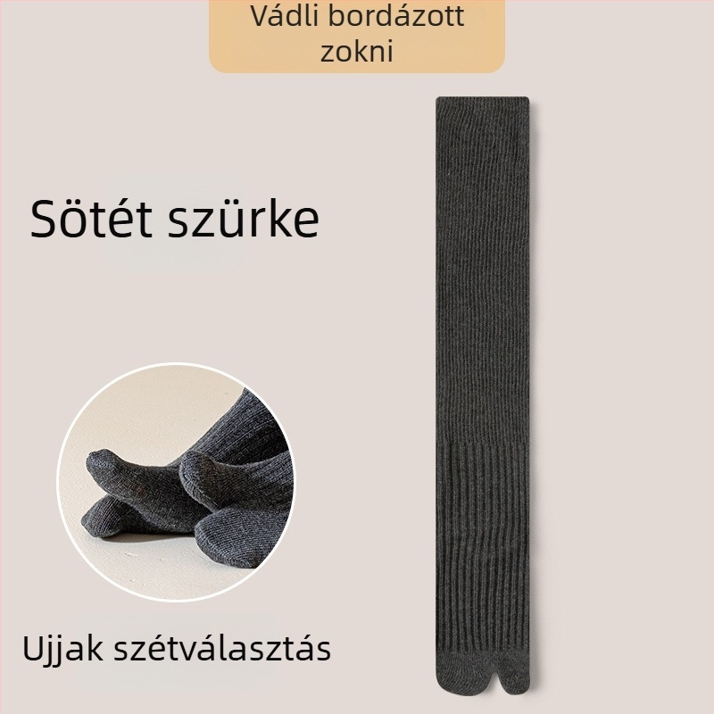 Női lábszárig érő zokni különválasztott ujjakkal, pamutból, csúszásmentes, antibakteriális és nedvszívó, japán stílus