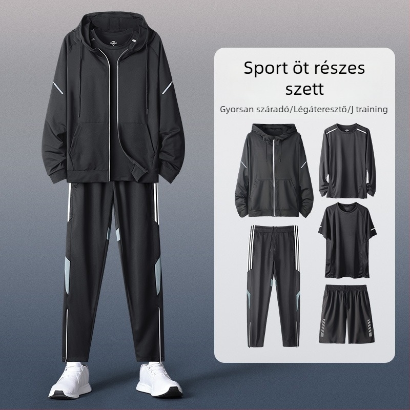 Férfi kapucnis, hosszú ujjú sportos szett – casual poliészter