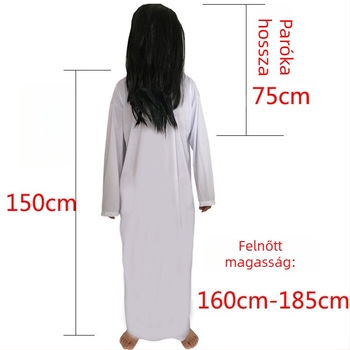Sadako cosplay jelmez Halloweenre, uniszex felnőtt, fő anyag: pamut, 30% polipropilén, bélés akril 40%, alkalmas színpadra, minden évszakhoz