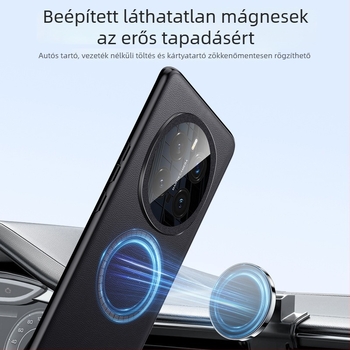 Honor Magic7 sorozat mágneses védőtok teljes lefedettséggel PU bőr és akril lencsével, könnyű luxus üzleti stílus