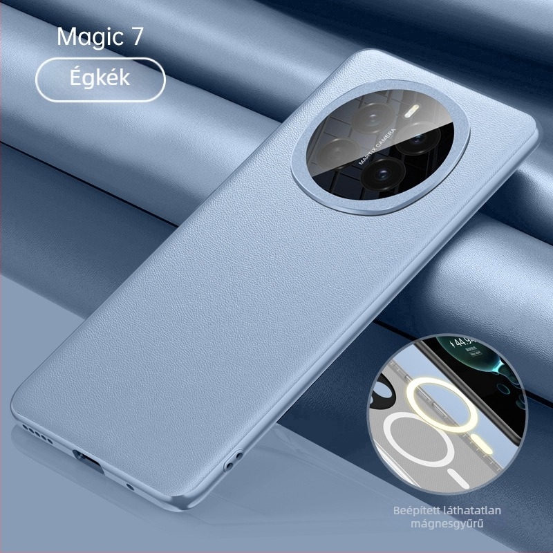 Honor Magic7 sorozat mágneses védőtok teljes lefedettséggel PU bőr és akril lencsével, könnyű luxus üzleti stílus