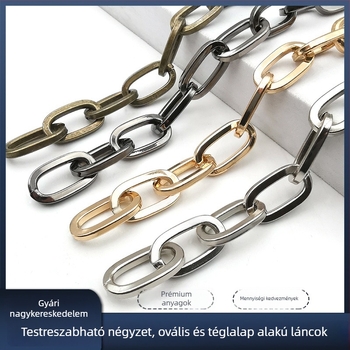 Díszítő lánc vasból, elektroplattált, Jin Ming márka, 800 ezüsttisztaság, téglalap vagy ovális forma