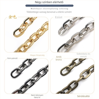 Díszítő lánc vasból, elektroplattált, Jin Ming márka, 800 ezüsttisztaság, téglalap vagy ovális forma