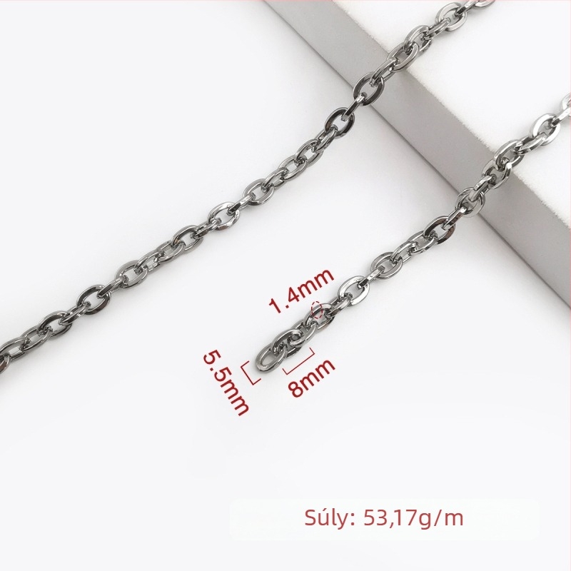 Díszítő lánc vasból, elektroplattált, Jin Ming márka, 800 ezüsttisztaság, téglalap vagy ovális forma