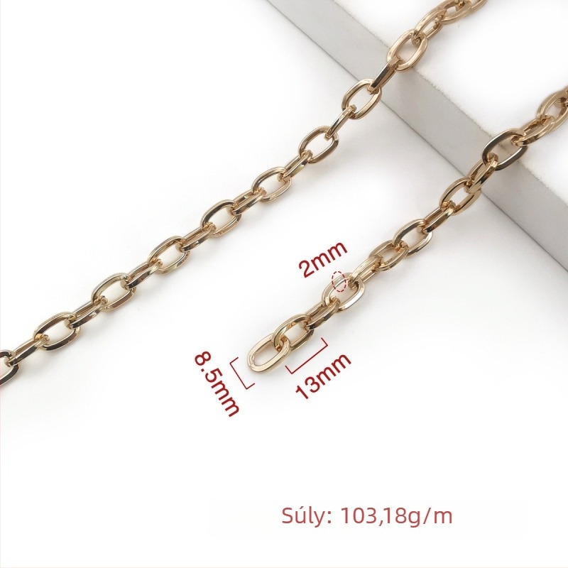 Díszítő lánc vasból, elektroplattált, Jin Ming márka, 800 ezüsttisztaság, téglalap vagy ovális forma