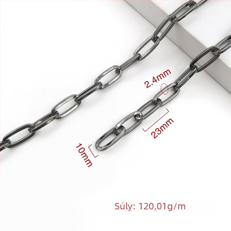 Díszítő lánc vasból, elektroplattált, Jin Ming márka, 800 ezüsttisztaság, téglalap vagy ovális forma