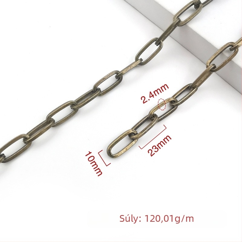 Díszítő lánc vasból, elektroplattált, Jin Ming márka, 800 ezüsttisztaság, téglalap vagy ovális forma