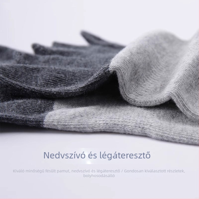Férfi ötujjú zokni pamutból, középhosszú, antibakteriális és dezodoráló hatású, nedvességfelszívó sport zokni minden évszakra
