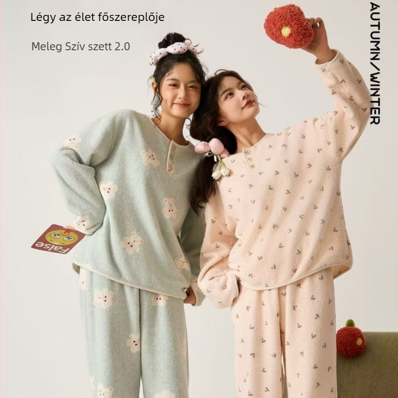 Wuji Liangpin – Yunshu Velvet otthoni készlet 2.0, női pizsama, koreai stílus, casual, bőrbarát