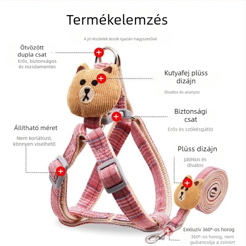 Kutyahám mellény pórázzal sétákhoz