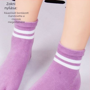 Női pamut ötujjas zokni - légáteresztő középmagasságú, izzadságot felszívó, ujjak közötti szalagok és csíkos elválasztók