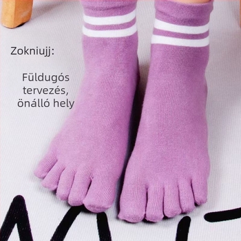 Női pamut ötujjas zokni - légáteresztő középmagasságú, izzadságot felszívó, ujjak közötti szalagok és csíkos elválasztók