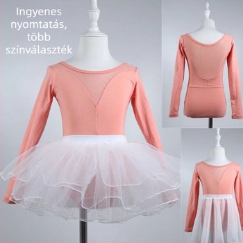 Gyerekeknek szóló balett tutu ruha hosszú ujjú, pamut anyag, koreai stílus, 3–8 éveseknek