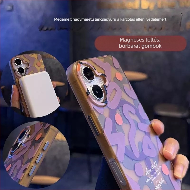Matt mágneses tok iPhone 17 Pro Max és iPhone 16 – Graffiti stílus, teljes védelem, bőrhatású tapintás