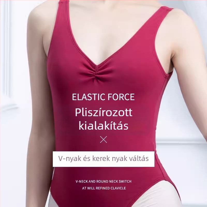 Felnőtt nők számára készült modern tánc body – pamut anyag (32,5% tartalom), tejselyem bélés, egyszínű, egész éves