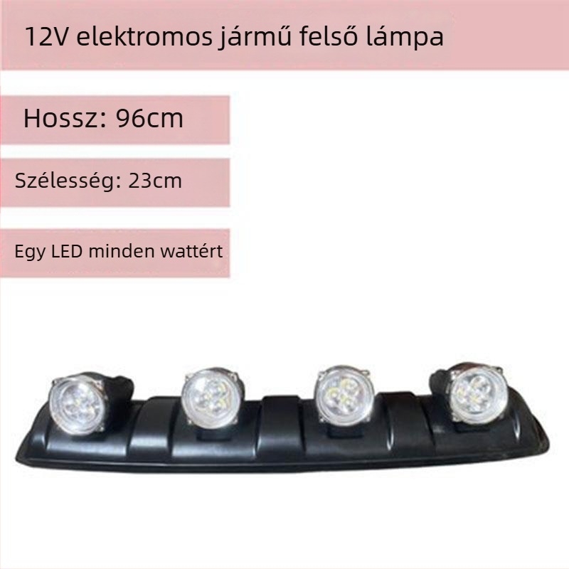 Tetőfény hosszú csövű spotlámpával négykerekű elektromos triciklire, 12V ellátás, testreszabás nélkül
