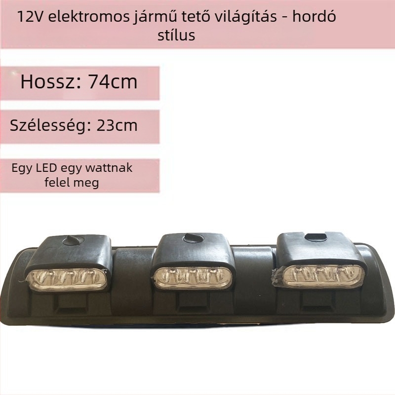 Tetőfény hosszú csövű spotlámpával négykerekű elektromos triciklire, 12V ellátás, testreszabás nélkül