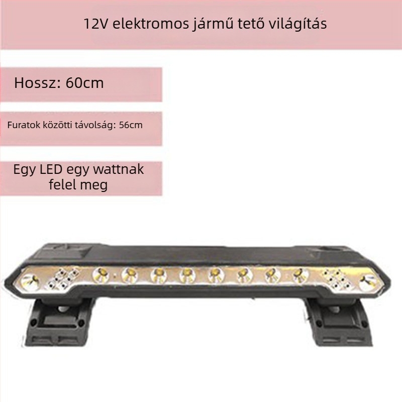 Tetőfény hosszú csövű spotlámpával négykerekű elektromos triciklire, 12V ellátás, testreszabás nélkül