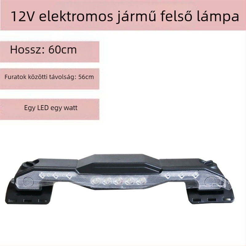 Tetőfény hosszú csövű spotlámpával négykerekű elektromos triciklire, 12V ellátás, testreszabás nélkül