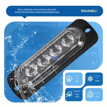 Kisteherautó oldalsó lámpa, 4-LED élfény, 12-24V, ABS