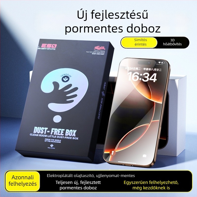 Edzett üveg kijelzővédő iPhone-hoz – elülső kijelző, HD élesség, adatvédelmi funkció, porálló