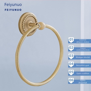 Feiyunuo antik réz törölközőgyűrű falra szerelhető készlet, CE tanúsítvánnyal, 3–6 részes