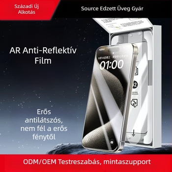 Tempered glass kijelzővédő iPhone 17 Pro Maxhoz anti-reflexiós bevonattal — porálló, ujjlenyomat-mentes.