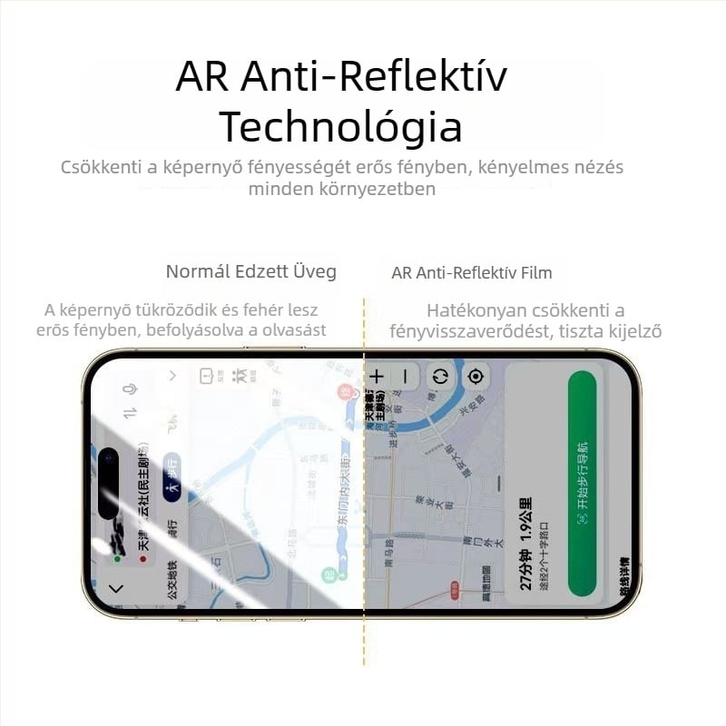 Tempered glass kijelzővédő iPhone 17 Pro Maxhoz anti-reflexiós bevonattal — porálló, ujjlenyomat-mentes.