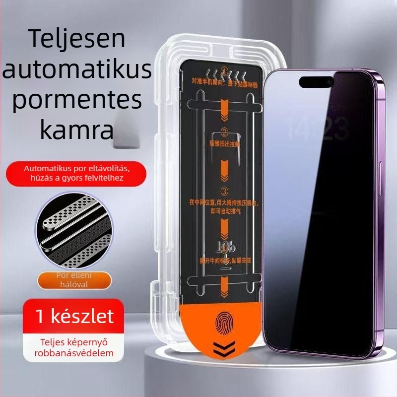 Tempered üveg képernyővédő iPhone 14 Pro Maxhoz magánéletvédelmi funkcióval anti ujjlenyomat teljes lefedettség kékfény védelem ütésálló
