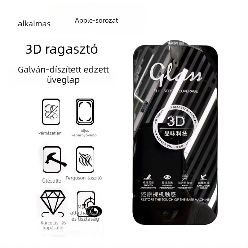 Edzett üveg kijelzővédő Apple iPhone 16 Pro / iPhone 15 Pro Max, 3D teljes kijelző, ujjlenyomat-mentes, HD, porálló