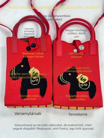 Kötött telefontáska mágneses zárással, uniszex, függőleges négyszög alakú, telefontok