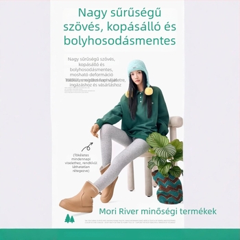 Pamutból fleecével bélelt leggings, modell 9825, bordázott panelek, 315 g, finom függőleges csíkok, nőknek