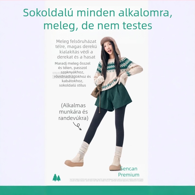 Pamutból fleecével bélelt leggings, modell 9825, bordázott panelek, 315 g, finom függőleges csíkok, nőknek