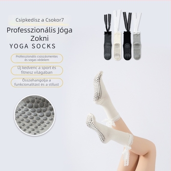 Fűzős jóga zokni – anti-slip, nedvszívó, vádli középig érő, 100% pamut
