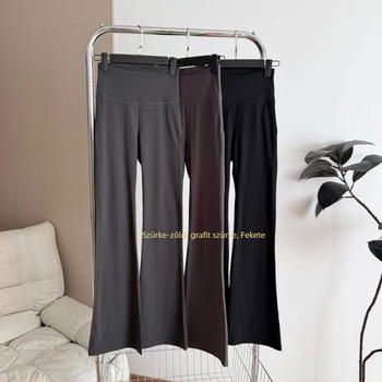 Női flared jóganadrág magas derékkal, fenéktartó hatással, nylon-spandex keverék, vékony, geometriai mintázat, bootcut szabás