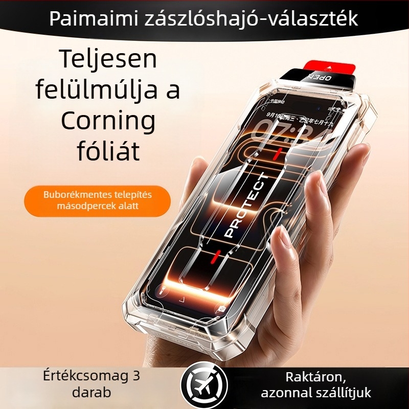 iPhone 17 Pro Max kijelzővédő edzett üvegből – teljes lefedettség, ütésálló